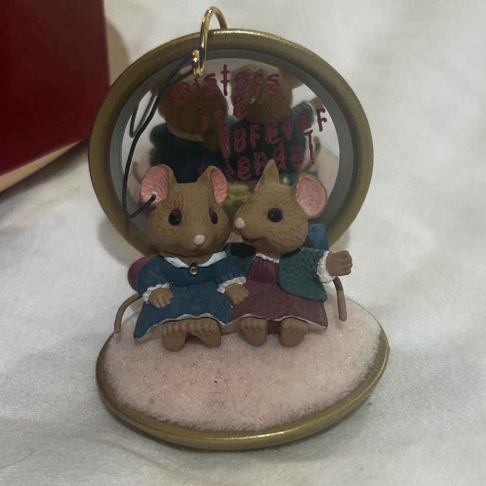 Vintage 1993 Hallmark Keepsake Ornament Sister to Sister Mice Retro Holiday